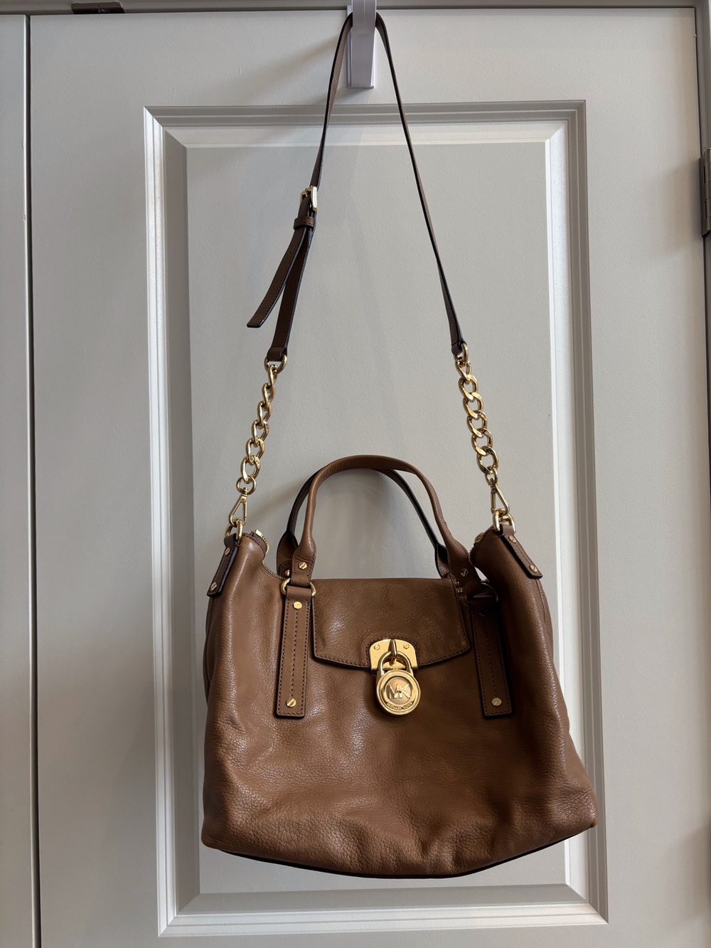 Michael Kors Mocha Leather Hamilton Satchel